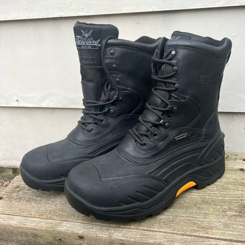 Thorogood 299 Railroad Black Safety Toe 1000 gram Thinsulate Leather Boots 10